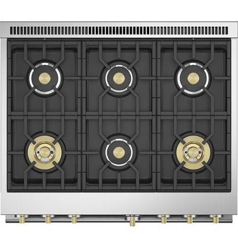 Monogram - 36 in. Wide 6 Burners 5.7 Cu. Ft. Freestanding Dual Fuel Convection Smart Range with Self-Clean - Stainless Steel