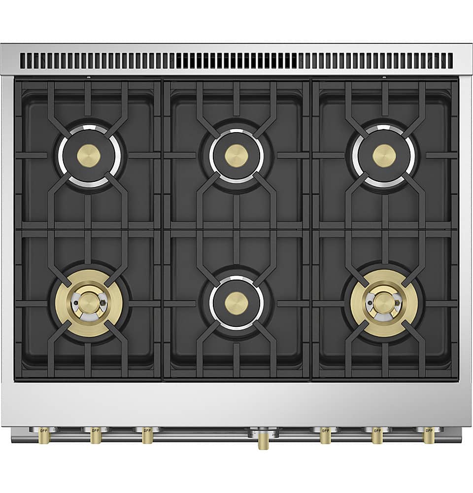 Monogram - 36 in. Wide 6 Burners 5.7 Cu. Ft. Freestanding Dual Fuel Convection Smart Range with Self-Clean - Stainless Steel