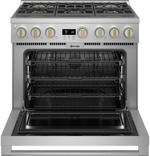 Monogram - 36 in. Wide 6 Burners 5.7 Cu. Ft. Freestanding Dual Fuel Convection Smart Range with Self-Clean - Stainless Steel