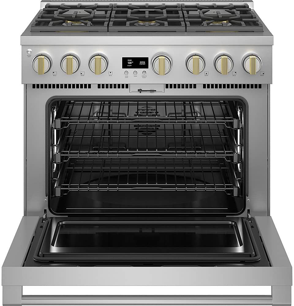 Monogram - 36 in. Wide 6 Burners 5.7 Cu. Ft. Freestanding Dual Fuel Convection Smart Range with Self-Clean - Stainless Steel
