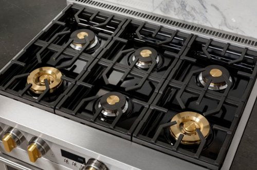 Monogram - 36 in. Wide 6 Burners 5.7 Cu. Ft. Freestanding Dual Fuel Convection Smart Range with Self-Clean - Stainless Steel