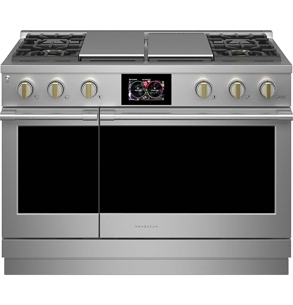 Monogram - 48 in. Wide 6 Burners 8.25 Cu. Ft. Freestanding Double Oven Dual Fuel Convection Smart Range with Self-Clean - Stainless Steel
