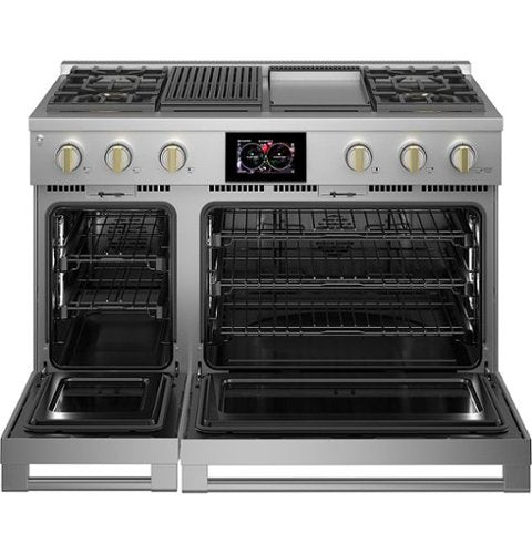 Monogram - 48 in. Wide 6 Burners 8.25 Cu. Ft. Freestanding Double Oven Dual Fuel Convection Smart Range with Self-Clean - Stainless Steel