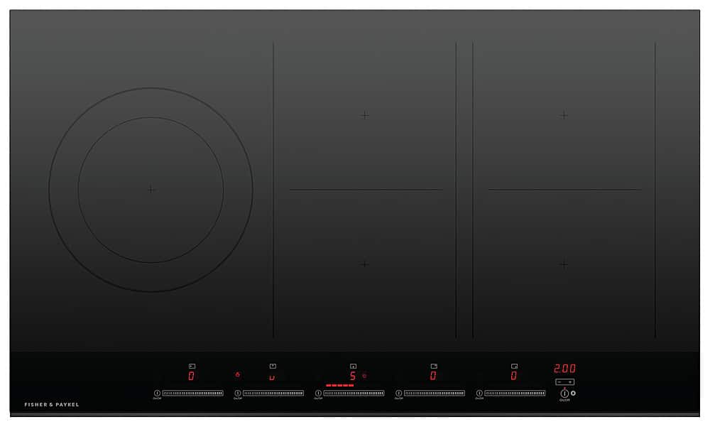 Fisher & Paykel - 36 in. Wide 5 Element 5 Zone Induction Cooktop with SmartZone - Black