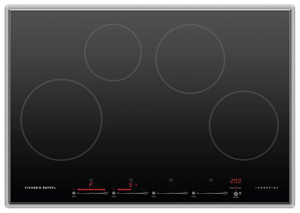 Fisher & Paykel - 30 in. Wide 4 Element 4 Zone Induction Cooktop - Black