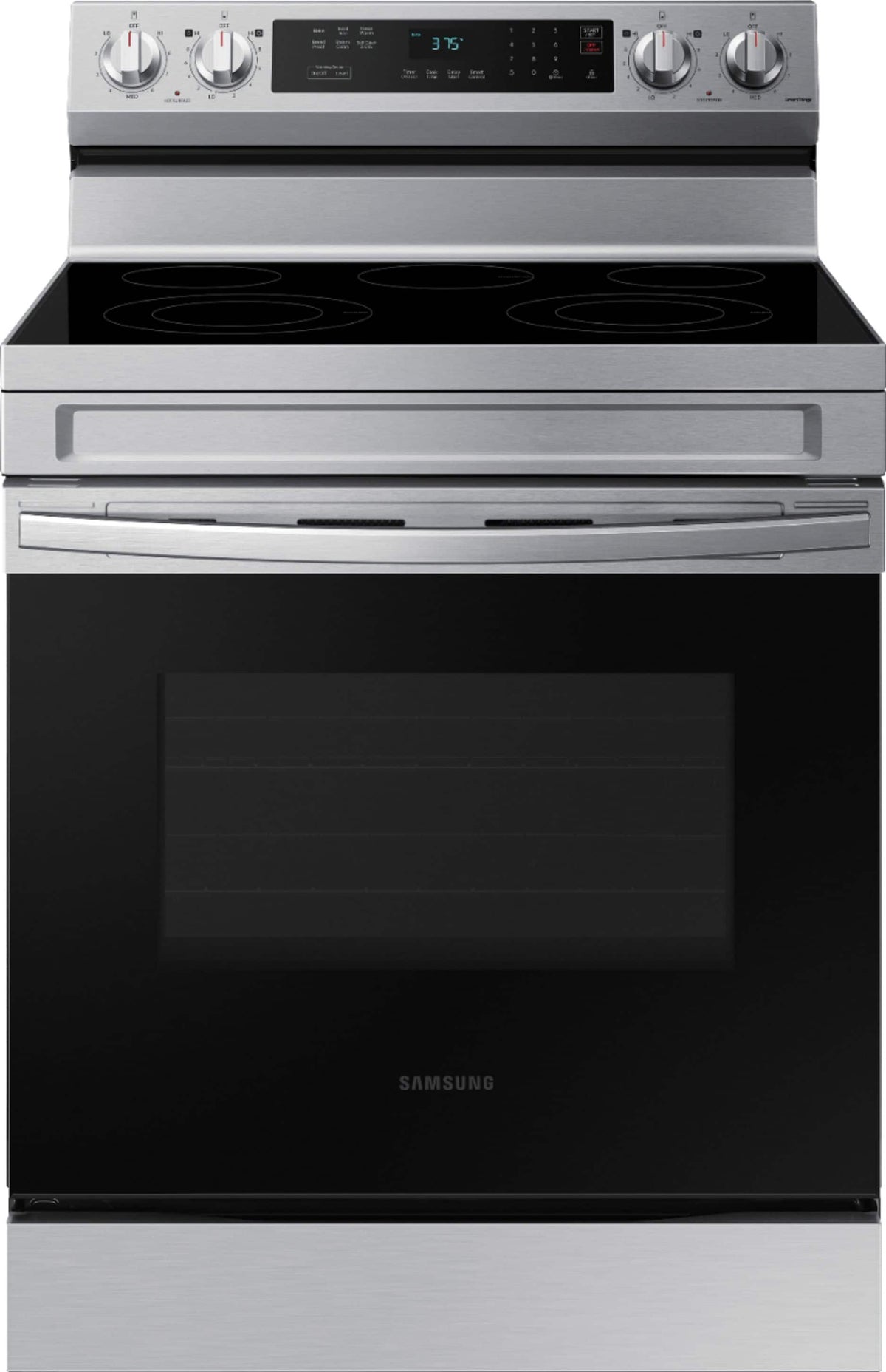Samsung - 30 in. Wide 5 Elements 6.3 cu. ft. Freestanding Electric Range with Rapid Boil, WiFi & Self Clean - Stainless Steel