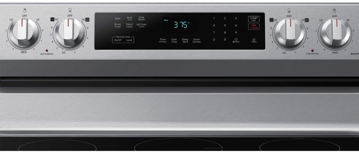 Samsung - 30 in. Wide 5 Elements 6.3 cu. ft. Freestanding Electric Range with Rapid Boil, WiFi & Self Clean - Stainless Steel