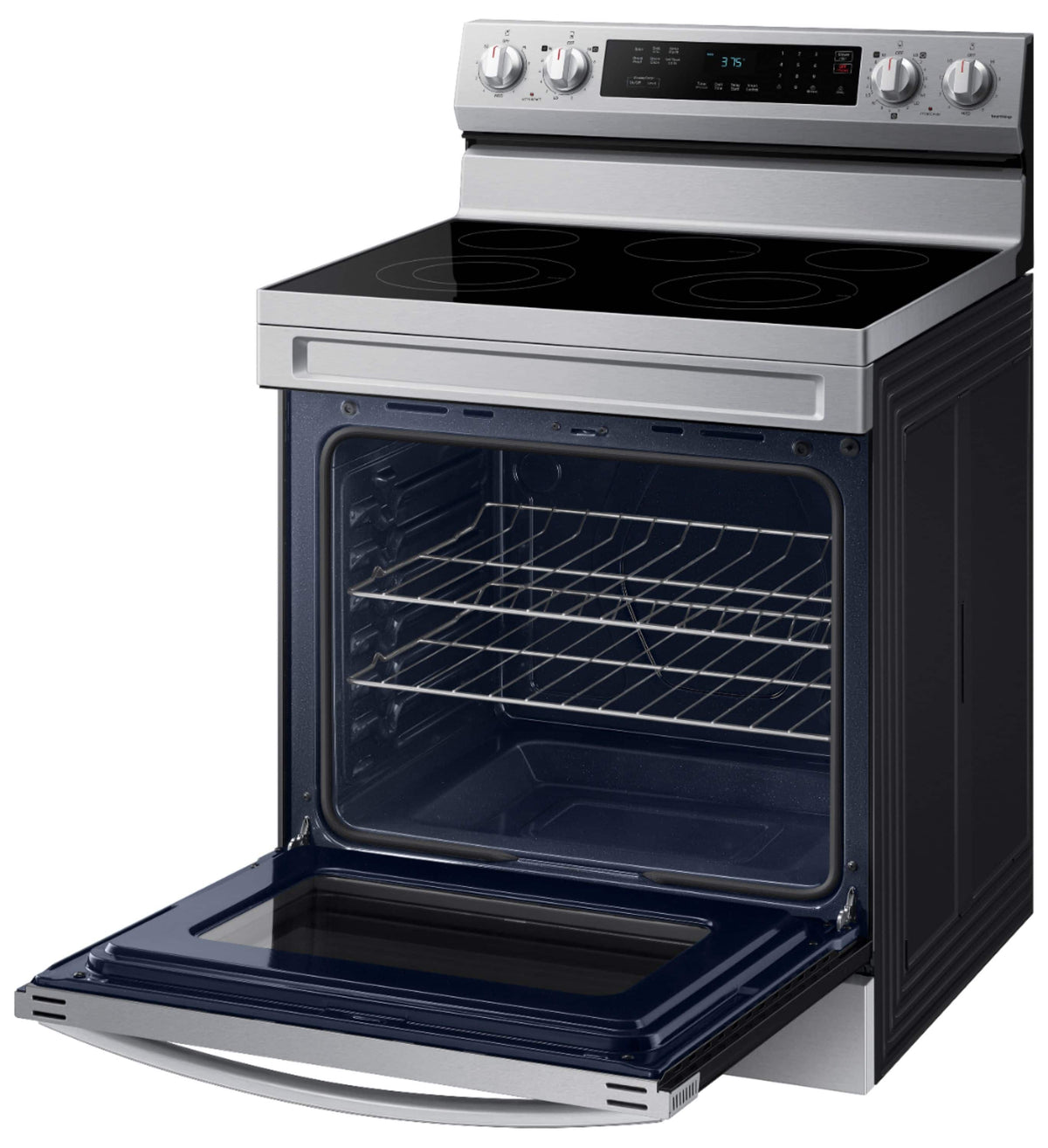 Samsung - 30 in. Wide 5 Elements 6.3 cu. ft. Freestanding Electric Range with Rapid Boil, WiFi & Self Clean - Stainless Steel