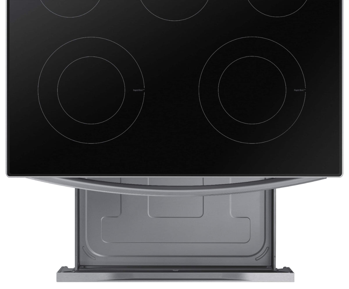 Samsung - 30 in. Wide 5 Elements 6.3 cu. ft. Freestanding Electric Range with Rapid Boil, WiFi & Self Clean - Stainless Steel