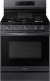 Samsung - 30 in. Wide 5 Burner 6.0 cu. ft. Freestanding Gas Range with No-Preheat Air Fry & Convection - Black Stainless Steel