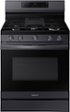 Samsung - 30 in. Wide 5 Burner 6.0 cu. ft. Freestanding Gas Range with No-Preheat Air Fry & Convection - Black Stainless Steel