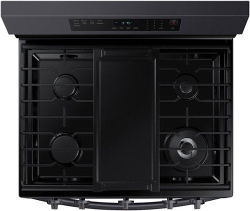 Samsung - 30 in. Wide 5 Burner 6.0 cu. ft. Freestanding Gas Range with No-Preheat Air Fry & Convection - Black Stainless Steel