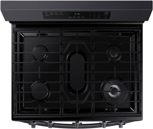 Samsung - 30 in. Wide 5 Burner 6.0 cu. ft. Freestanding Gas Range with No-Preheat Air Fry & Convection - Black Stainless Steel