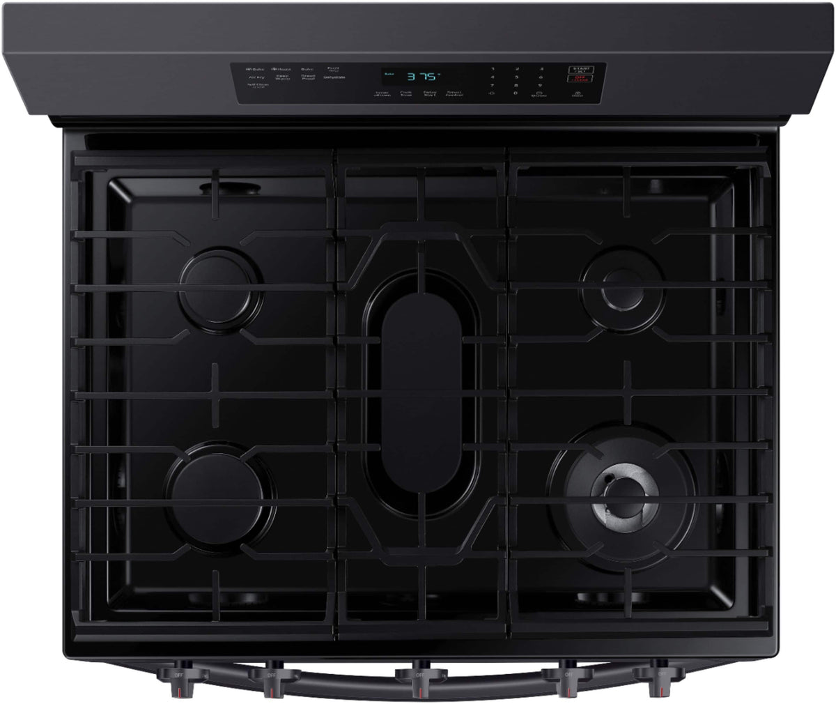 Samsung - 30 in. Wide 5 Burner 6.0 cu. ft. Freestanding Gas Range with No-Preheat Air Fry & Convection - Black Stainless Steel