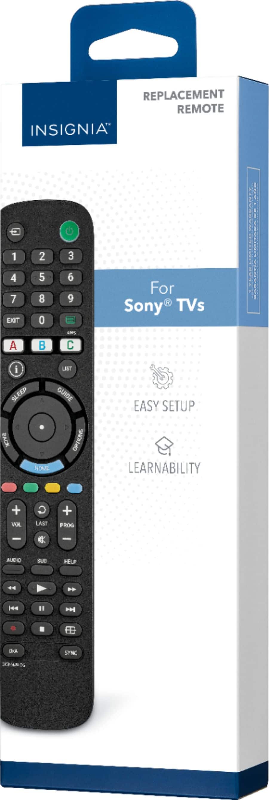 Insignia™ - Replacement Remote for Sony TVs - Black