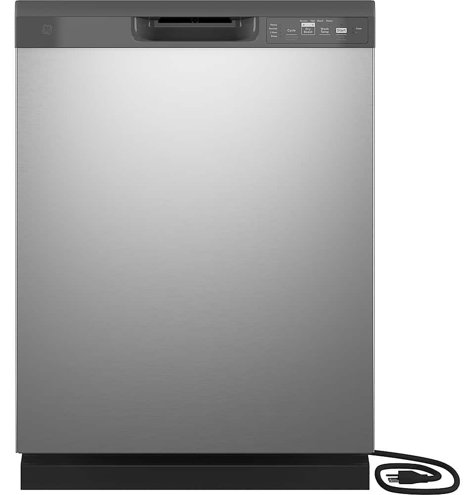 GE - 24" Front Control Built-In Plastic Tub Dishwasher with Dry Boost and 59 dBA - Stainless Steel