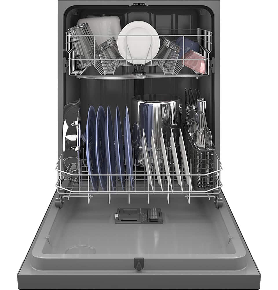 GE - 24" Front Control Built-In Plastic Tub Dishwasher with Dry Boost and 59 dBA - Stainless Steel