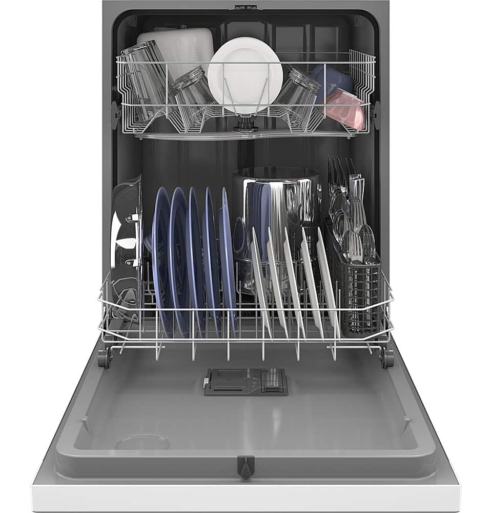 GE - 24" Front Control Built-In Plastic Tub Dishwasher with Dry Boost and 59 dBA - White