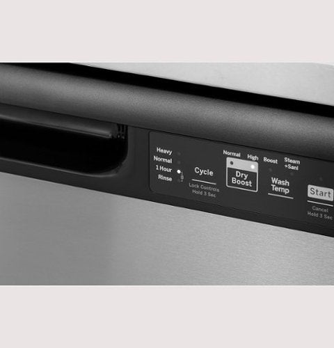 GE - 24" Front Control Built-In Plastic Tub Dishwasher with Steam + Sanitization and 55 dBA - Stainless Steel