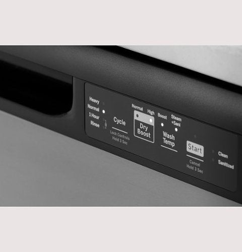 GE - 24" Front Control Built-In Plastic Tub Dishwasher with Steam + Sanitization and 55 dBA - Stainless Steel