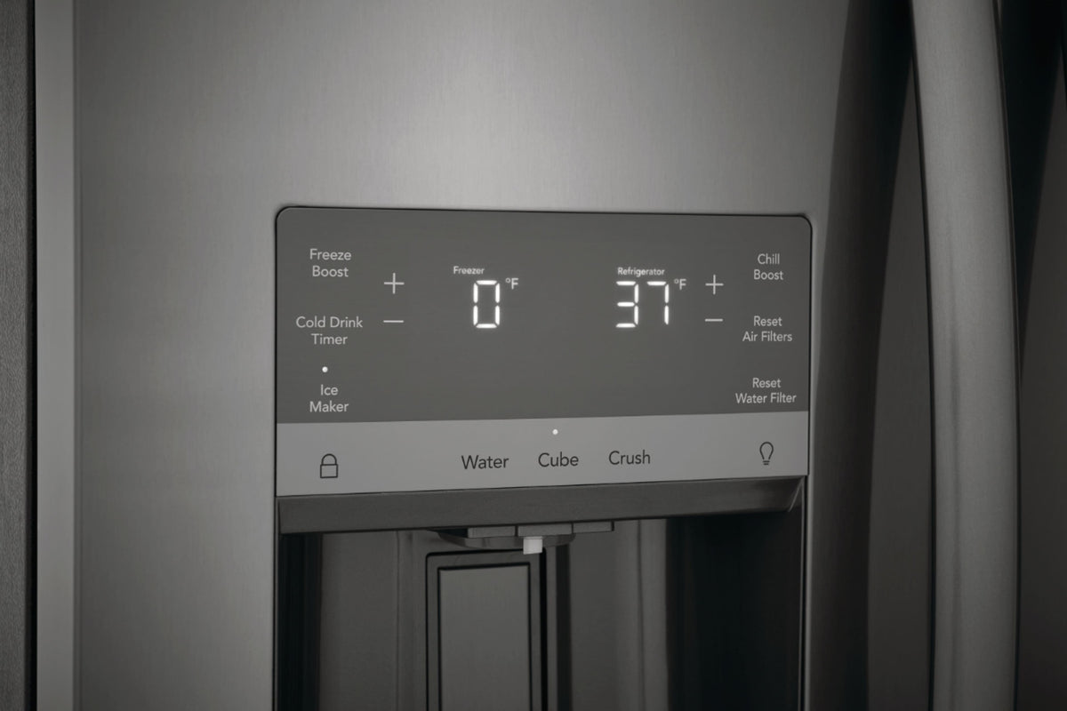 Frigidaire - Gallery 36 in. Wide 22.3 Cu. Ft. Side-by-Side Counter-Depth Refrigerator - Black Stainless Steel