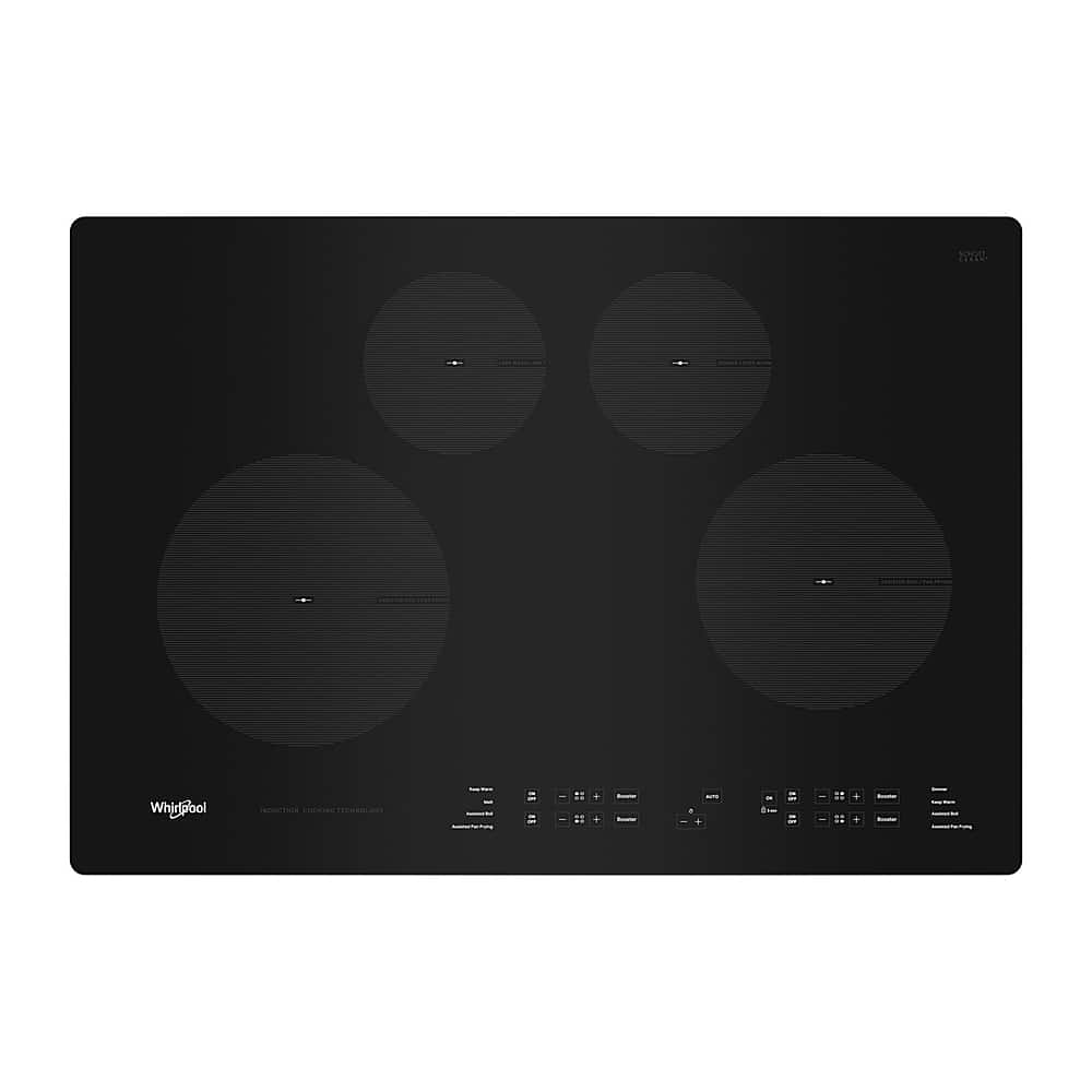 Whirlpool - 30 in. Wide 4 element Built-In Electric Induction Cooktop with Quick Cleanup - Black