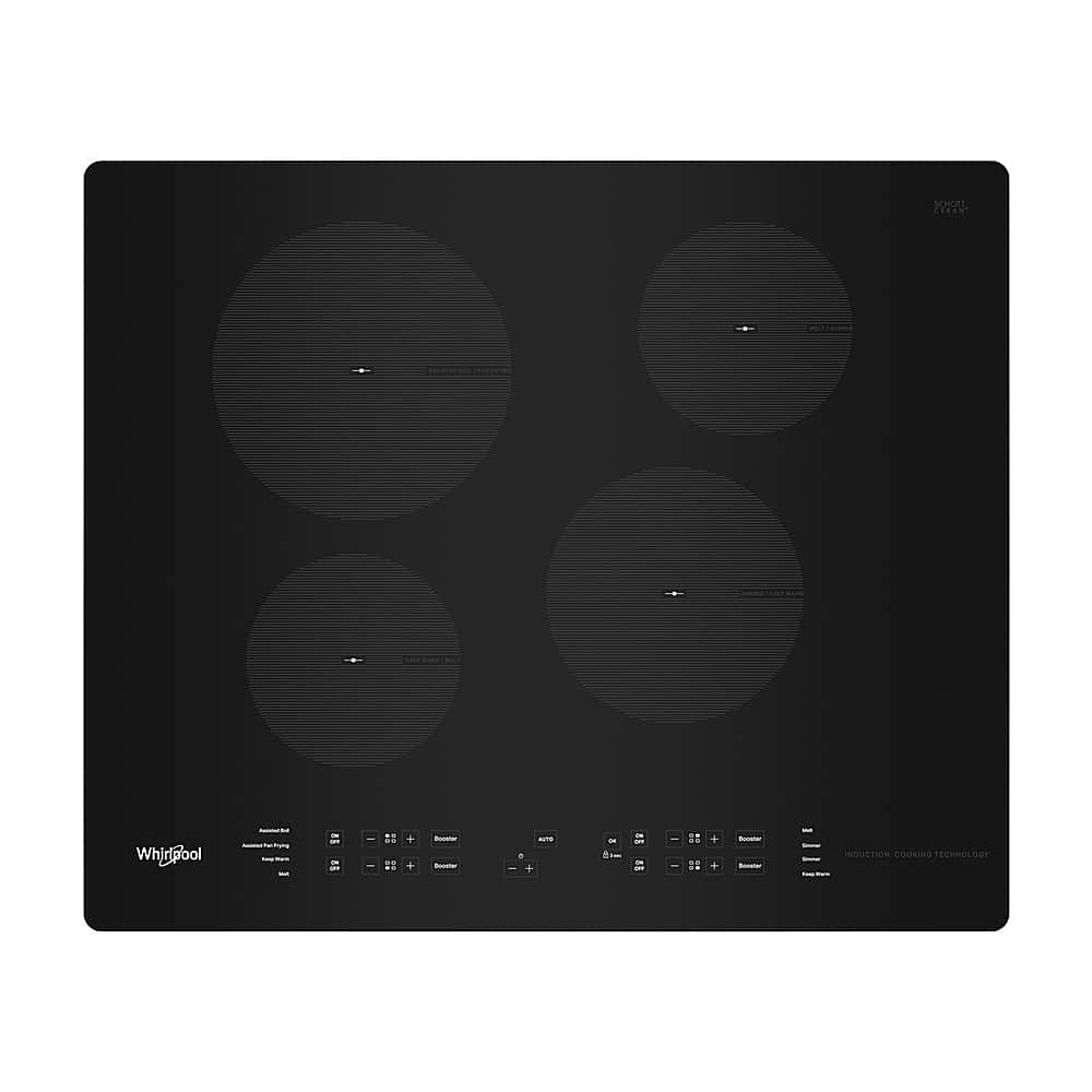 Whirlpool - 24 in. Wide 4 element Built-In Electric Induction Cooktop with Small Space - Black
