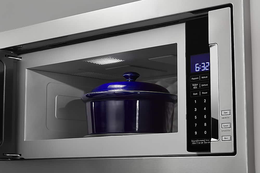KitchenAid - 1.1 Cu. Ft. Built-In Low Profile Microwave with Slim Trim Kit - Stainless Steel