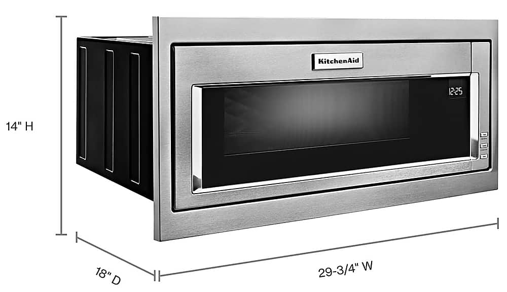 KitchenAid - 1.1 Cu. Ft. Built-In Low Profile Microwave with Slim Trim Kit - Stainless Steel