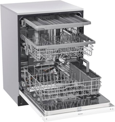 LG - 24-in Front Control Built-In Stainless Steel Tub Dishwasher with 3rd Rack, QuadWash, and 48dBA - White