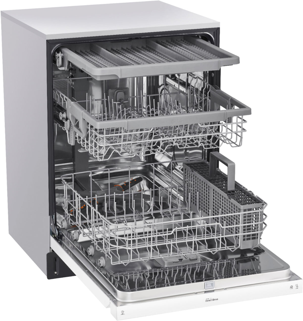 LG - 24-in Front Control Built-In Stainless Steel Tub Dishwasher with 3rd Rack, QuadWash, and 48dBA - White