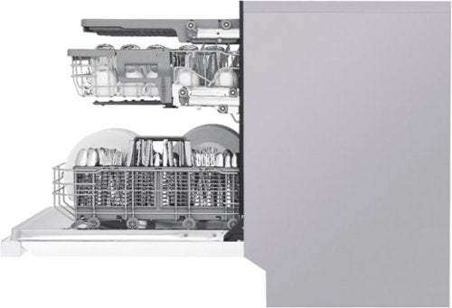 LG - 24-in Front Control Built-In Stainless Steel Tub Dishwasher with 3rd Rack, QuadWash, and 48dBA - White