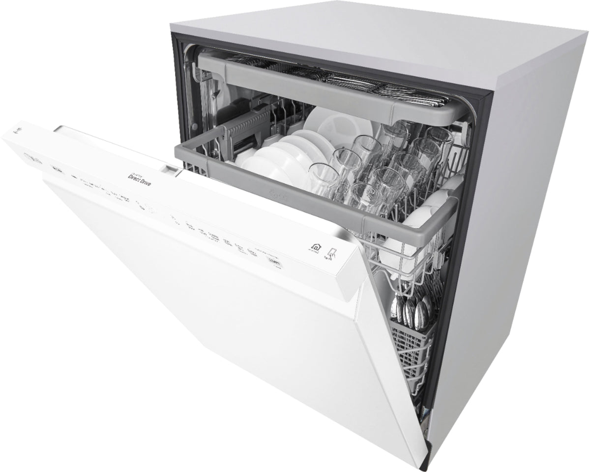 LG - 24-in Front Control Built-In Stainless Steel Tub Dishwasher with 3rd Rack, QuadWash, and 48dBA - White