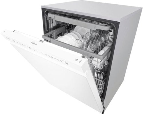 LG - 24-in Front Control Built-In Stainless Steel Tub Dishwasher with 3rd Rack, QuadWash, and 48dBA - White