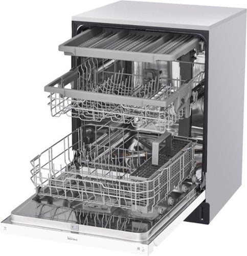 LG - 24-in Front Control Built-In Stainless Steel Tub Dishwasher with 3rd Rack, QuadWash, and 48dBA - White