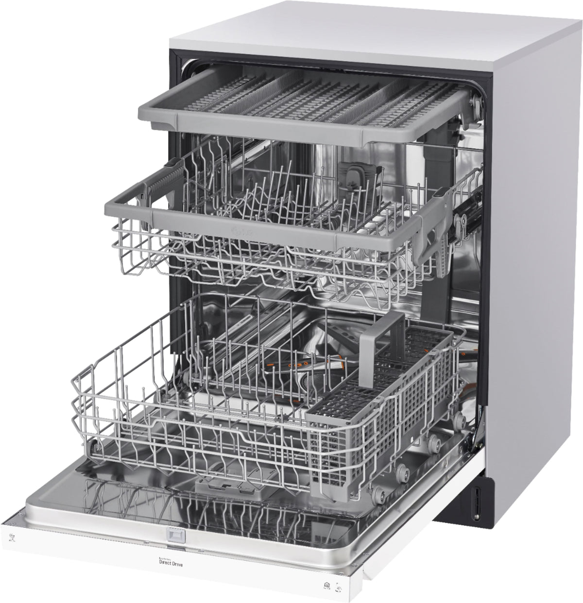LG - 24-in Front Control Built-In Stainless Steel Tub Dishwasher with 3rd Rack, QuadWash, and 48dBA - White
