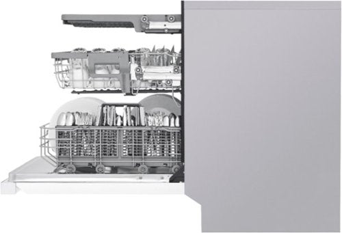 LG - 24-in Front Control Built-In Stainless Steel Tub Dishwasher with 3rd Rack, QuadWash, and 48dBA - White