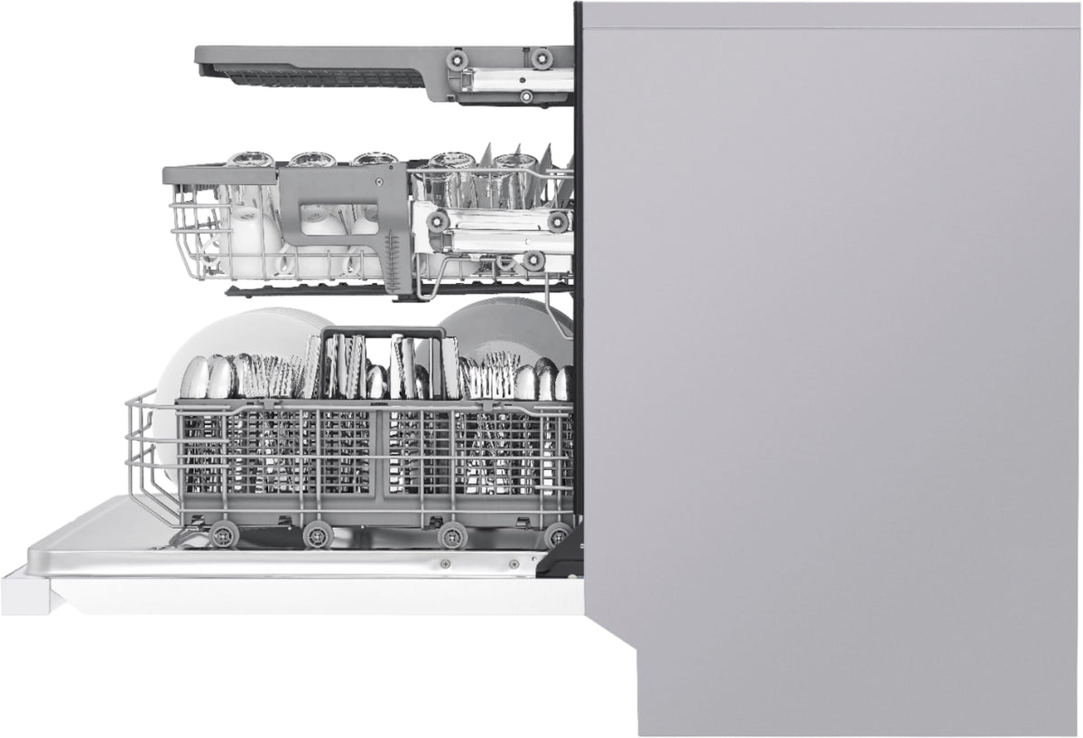 LG - 24-in Front Control Built-In Stainless Steel Tub Dishwasher with 3rd Rack, QuadWash, and 48dBA - White
