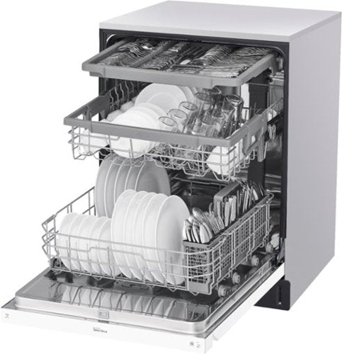 LG - 24-in Front Control Built-In Stainless Steel Tub Dishwasher with 3rd Rack, QuadWash, and 48dBA - White