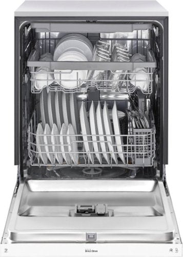LG - 24-in Front Control Built-In Stainless Steel Tub Dishwasher with 3rd Rack, QuadWash, and 48dBA - White