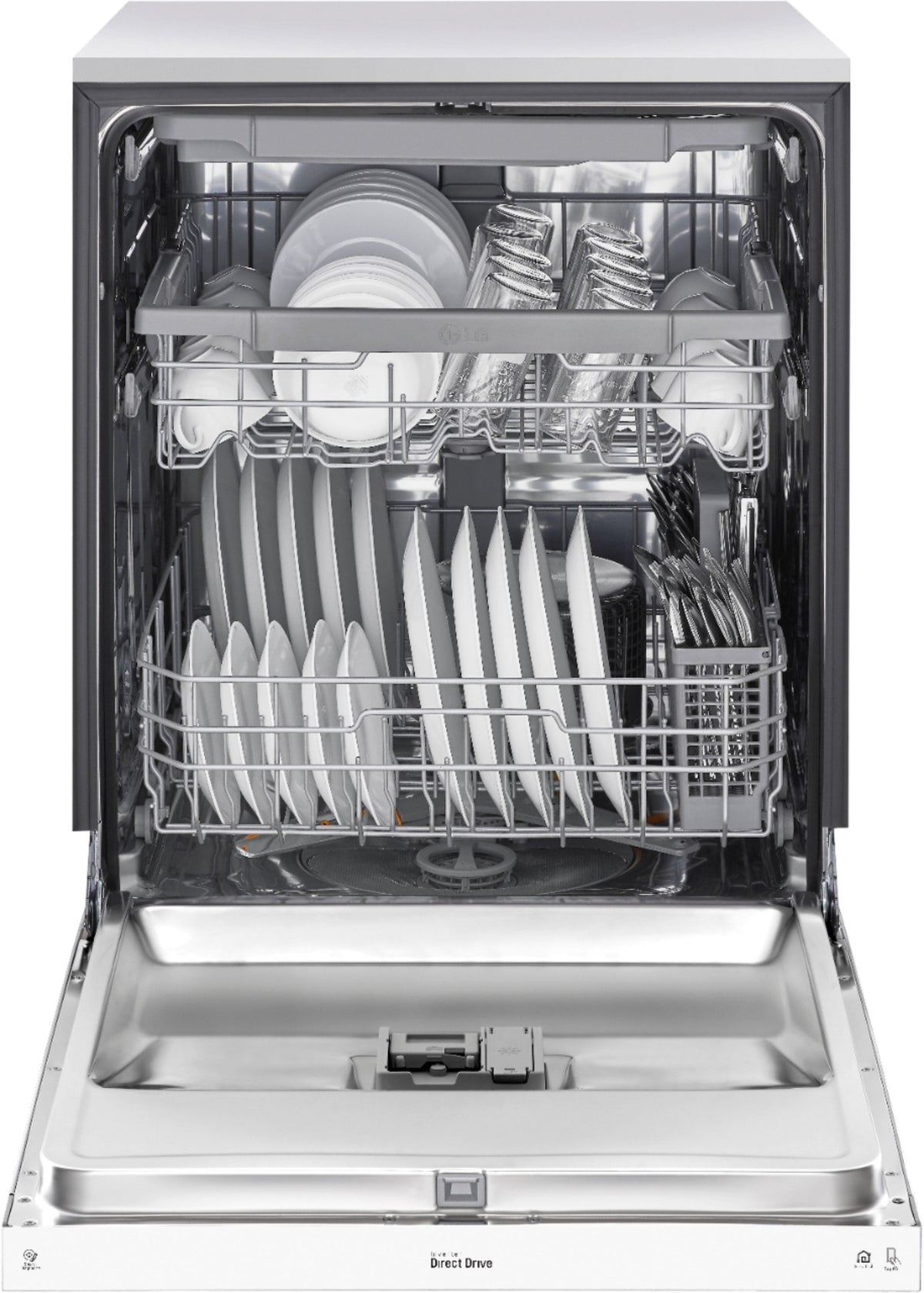 LG - 24-in Front Control Built-In Stainless Steel Tub Dishwasher with 3rd Rack, QuadWash, and 48dBA - White