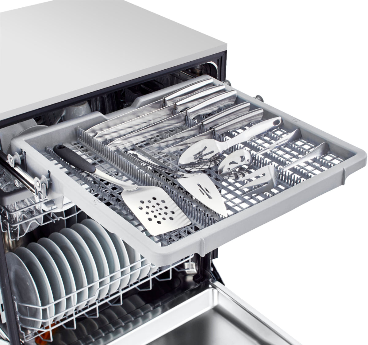 LG - 24-in Front Control Built-In Stainless Steel Tub Dishwasher with 3rd Rack, QuadWash, and 48dBA - White