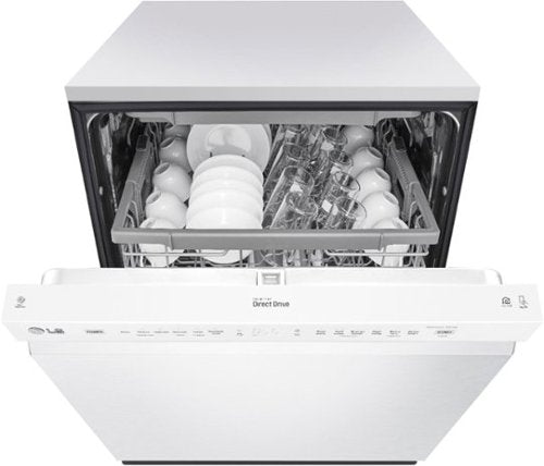 LG - 24-in Front Control Built-In Stainless Steel Tub Dishwasher with 3rd Rack, QuadWash, and 48dBA - White