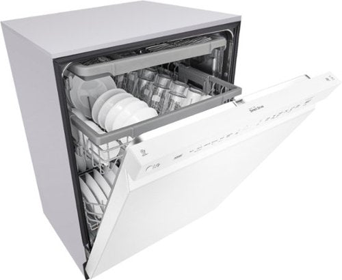 LG - 24-in Front Control Built-In Stainless Steel Tub Dishwasher with 3rd Rack, QuadWash, and 48dBA - White