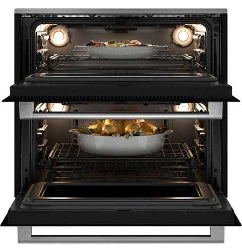 Café - 30" Built-In Double Electric Convection Wall Oven with Built-In Wi-Fi - Platinum Glass