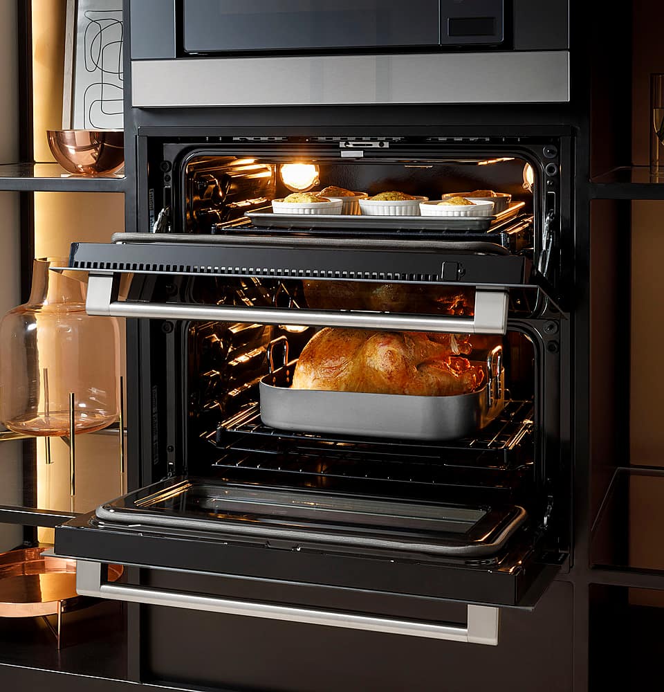 Café - 30" Built-In Double Electric Convection Wall Oven with Built-In Wi-Fi - Platinum Glass