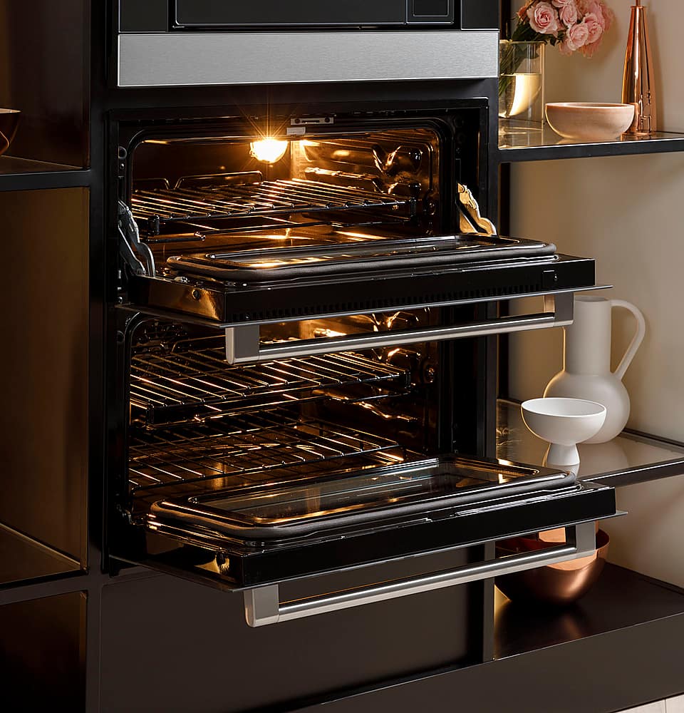 Café - 30" Built-In Double Electric Convection Wall Oven with Built-In Wi-Fi - Platinum Glass