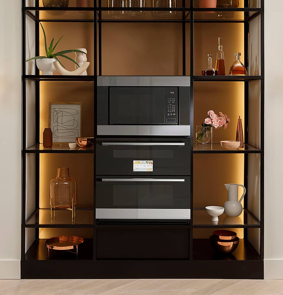 Café - 30" Built-In Double Electric Convection Wall Oven with Built-In Wi-Fi - Platinum Glass