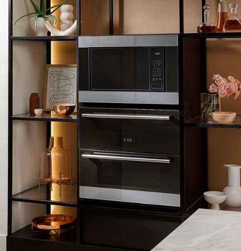 Café - 30" Built-In Double Electric Convection Wall Oven with Built-In Wi-Fi - Platinum Glass