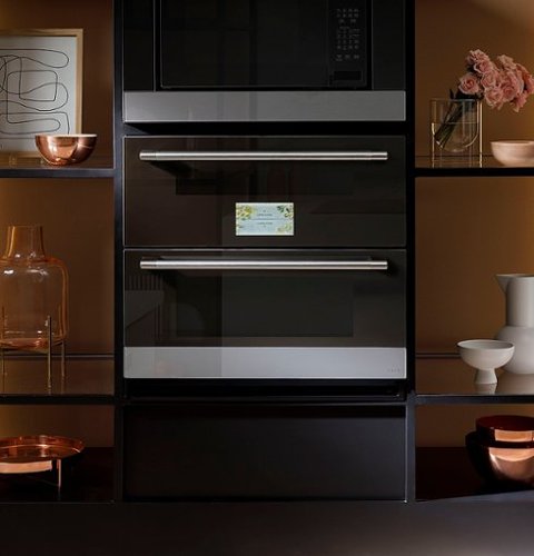 Café - 30" Built-In Double Electric Convection Wall Oven with Built-In Wi-Fi - Platinum Glass